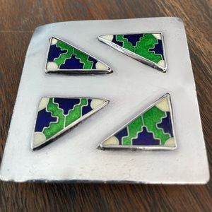 Fabulous cloisonné belt buckle by Paulette